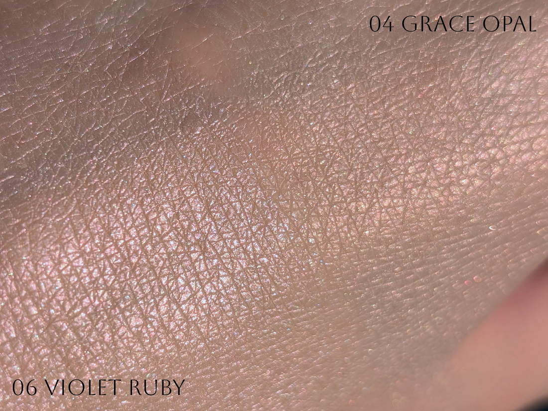 Clio Prism Highlighter 06 Violet Ruby, 04 Grace Opal, яркое солнце
