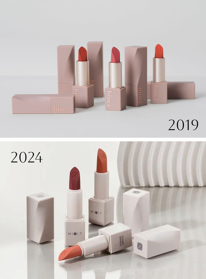 Hince Mood Enhancer Matte (выпущена в 2019)/MIXIT Make Up Powder Lipstick (выпущена в 2024)