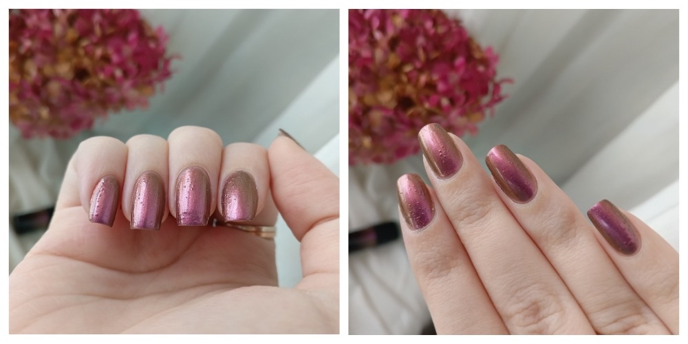 как лак свотчи лака Catrice Mystic Forest Nail Lacquer C02 Falling Leaves выглядит на ногтях