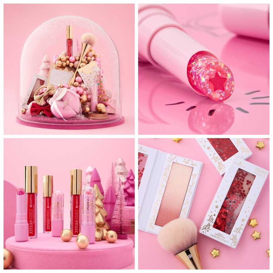коллаж из официальных промо фотографий коллекции Essence Xmas Kisses