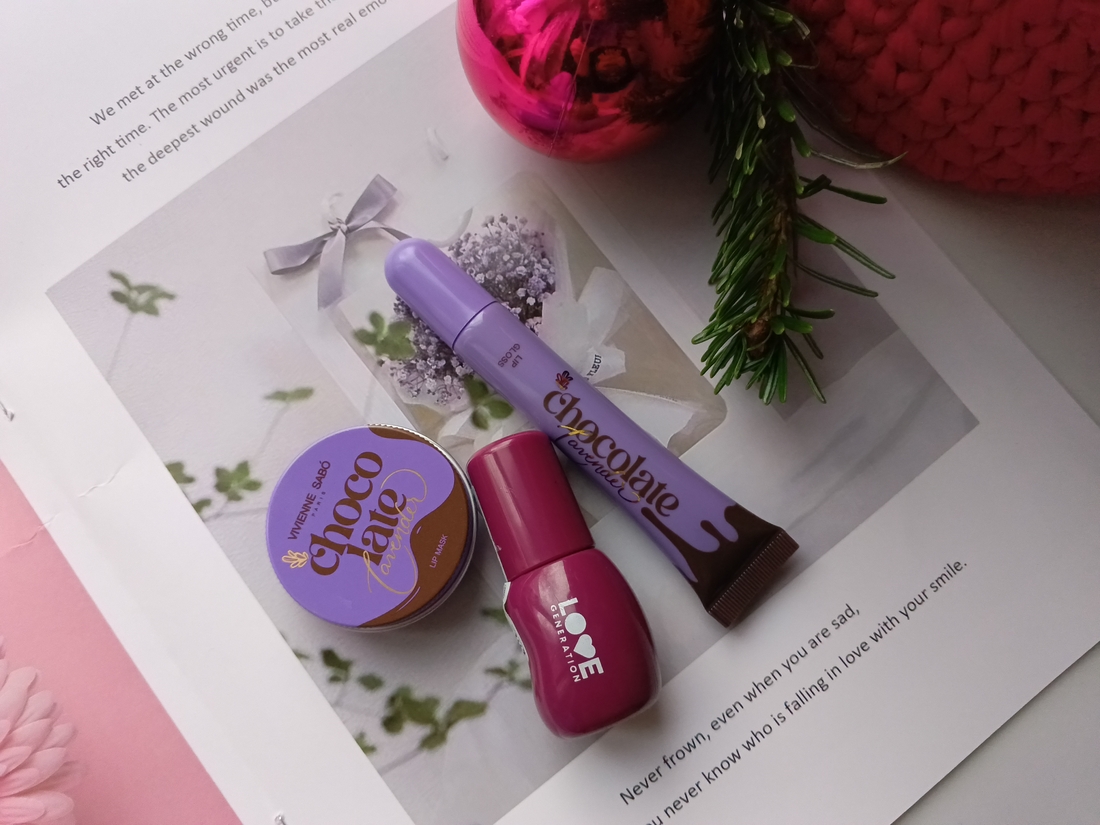 Vivienne Sabo Chocolate Lavender Lip Gloss, Lip Mask, Love Generation Lip Tint Kikimora