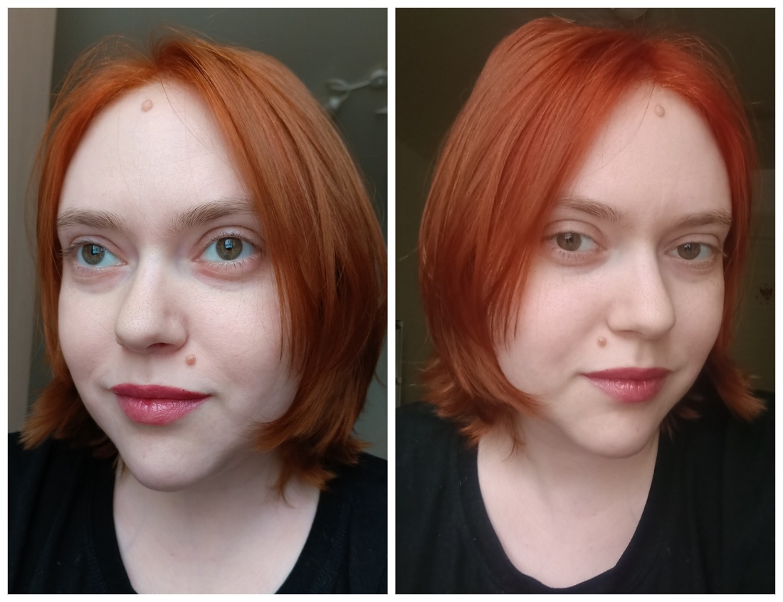 Слева фото на обычную камеру, справа на фронталку