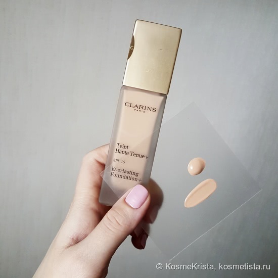 Устойчивый тональный крем Clarins Haute Tenue + SPF 15 в оттенке #107 beige. Продолжать поиск или остановиться?