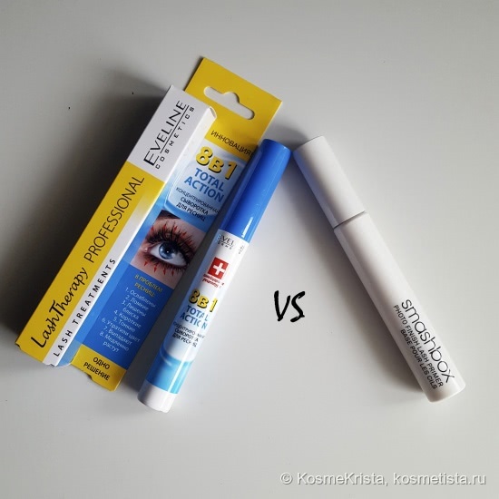 Сыворотка для ресниц Eveline 8 в 1 total action. И сравнение с более дорогим праймером Smashbox Photo Finish Lash Primer