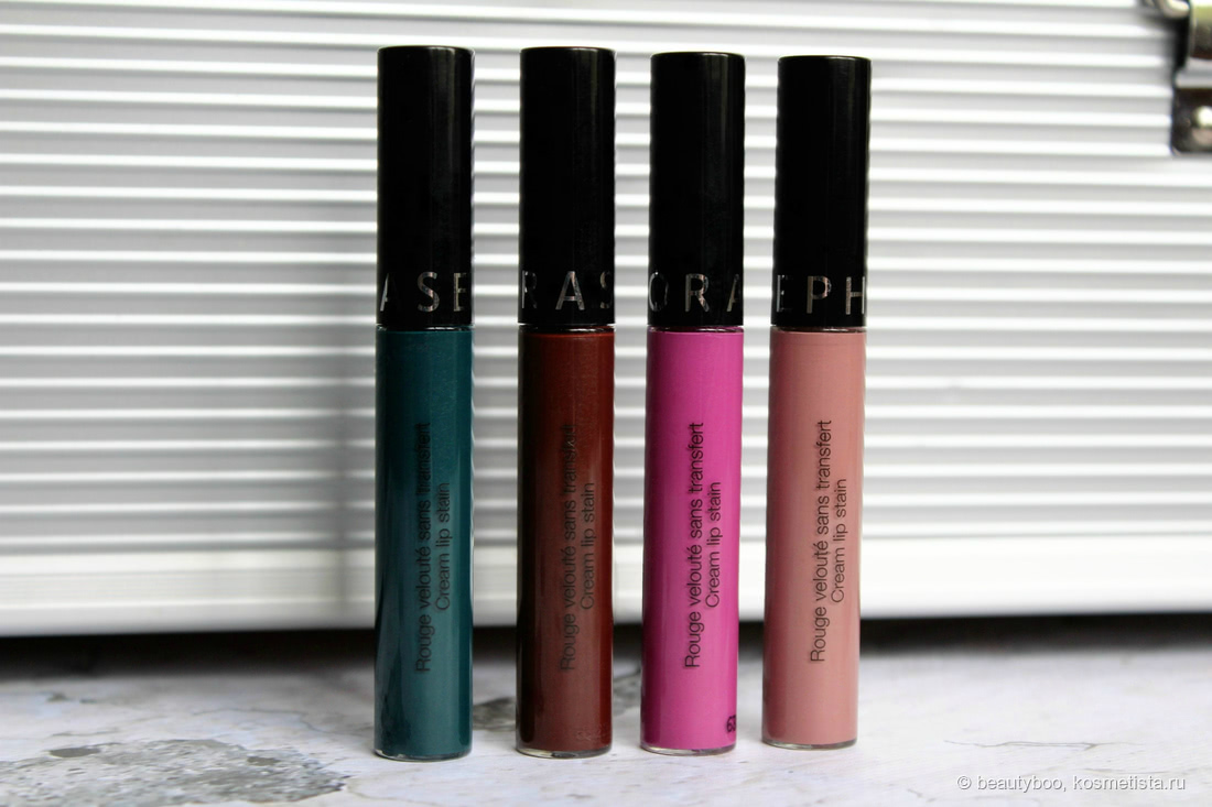 Sephora Cream Lip Stain в оттенках (слева направо): 29, 27, 19, 37. Дневное освещение