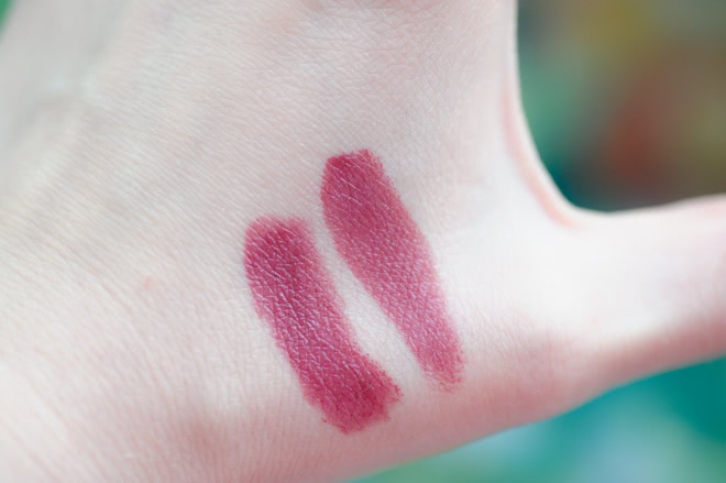 Clinique chubby stick intense moisturizing lip colour balm 08 grandest grape и помощник Летуаль Lingerie contour levres fidele 107 prune dentelle