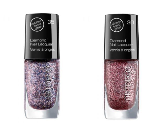 Слева направо: 35 - glitter confetti, 30 - rose gold reflection