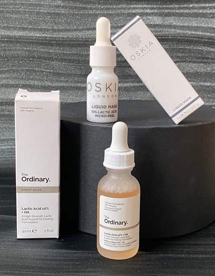OSKIA London Liquid Mask Lactic Acid Micro-Peel VS The Ordinary Lactic Acid 10% + HA