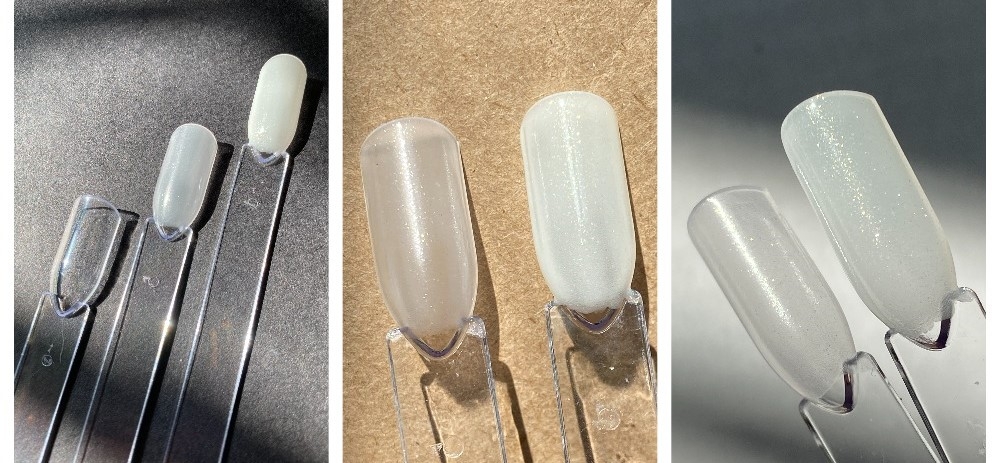 Слева направо: новые типсы, Rose Gold Care, White Gold Care