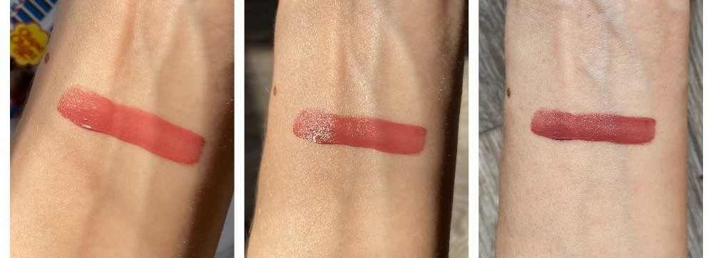 Lip Locker от Chupa Chups в оттенке 07 "Cola" свотчи при разном освещении