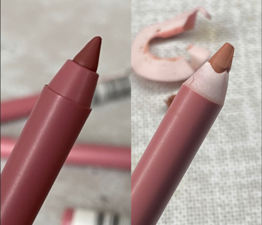 Слева - новый, справа - после заточки обычной точилкой