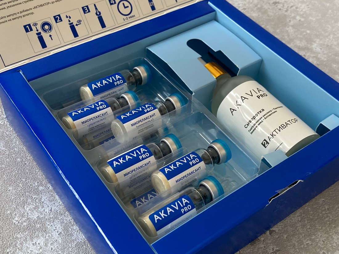 Разглаживающая сыворотка для лица и области глаз против мимических морщин AKAVIA PRO Миорелаксант