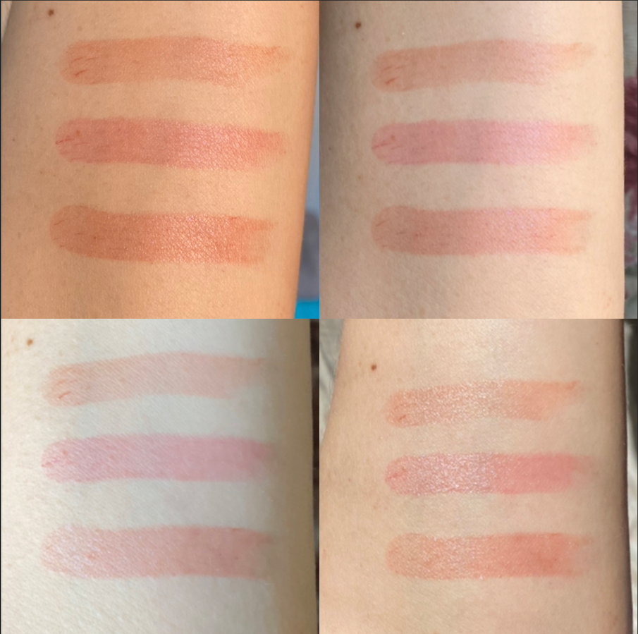 Arive Makeup Увлажняющая помада Balm Lipstick в трех оттенках: 08 — Black Tea, 09 — Wine & Dine, 10 — Cover Story. Свотчи