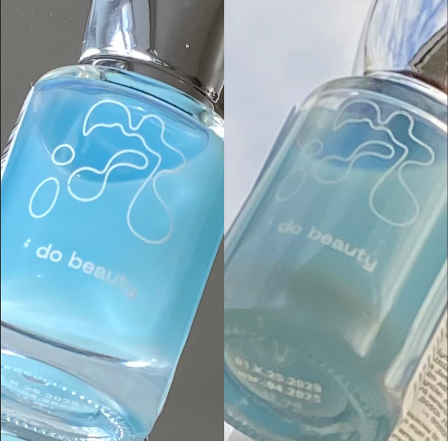 лак для ногтей I do beauty в оттенке 10. Справа - на ярком солнце, слева - в солнечный день в глубине комнаты
