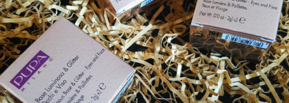 Pupa Light Up The Night Luminous Base & Glitter – Eyes and Face в оттенках 001 Sparkling Bronze, 002 Purple Up The Night, 003 Pink Light