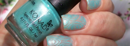 Лаки для стемпинга Konad: Wine Red и Hepburn Blue + 6 вариантов дизайна