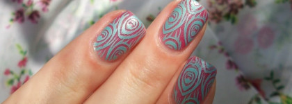 Лаки для стемпинга Konad: Wine Red и Hepburn Blue + 6 вариантов дизайна