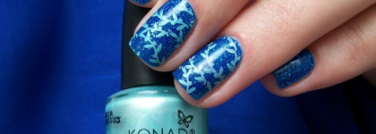 Лаки для стемпинга Konad: Wine Red и Hepburn Blue + 6 вариантов дизайна