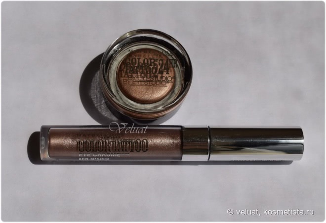 Кремовые тени для век Maybelline Color Tattoo Eye Chrome в оттенках 500 Gilded Rose, 510 Beige Luster
