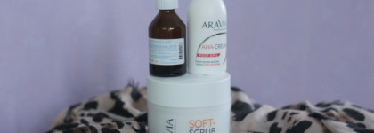 Три бойца с вросшими волосами: Крем против вросших волос Aravia Professional Aha-Cream post-epil с Aha-Кислотами, Салициловая кислота, Скраб мягкий с маслом персика Soft Scrub Aravia Professional