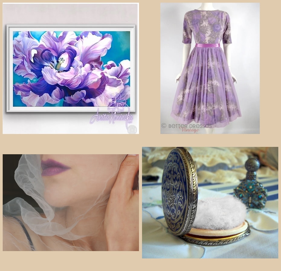 https://www.betterdressesvintage.com/products/50s-60s-party-dress-in-purple-floral-smhttps://nowinska.com/products/bright-awakening-lilac-parrot-tulip-flower-painting-on-turquoise-backround?variant=31501329858613