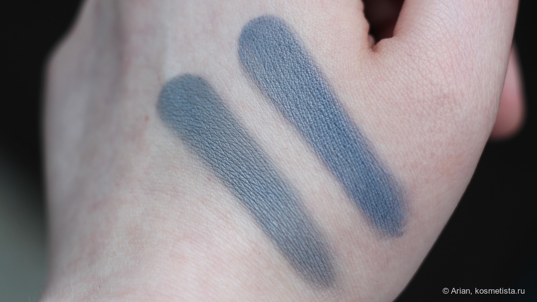 Сравнение оттенков (слева направо): Jeffree Star Cosmetics Wednesday - Natasha Denona 11V Steel Blue