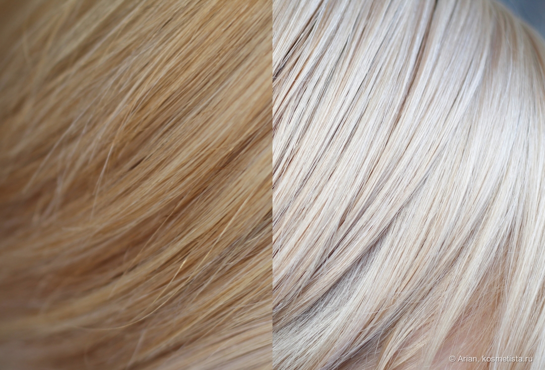 Это, увы, единственное показательное фото "до" и "после", которое у меня нашлось. Сделано с разницей в 2 с лишним часа, часть головы одна и та же, но левая фотография выглядит темнее из-за света и того, что волосы грязные.