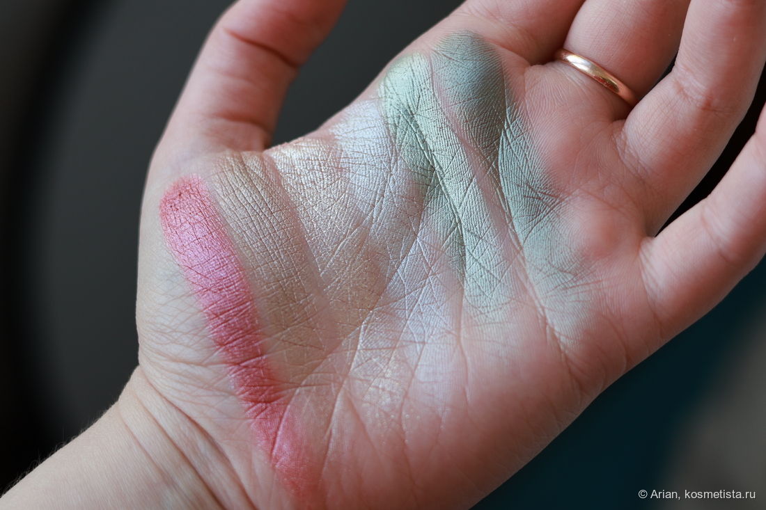 Свотчи сияющих оттенков (слева направо): flare - oscar - flutter - palladian - marlin - oz