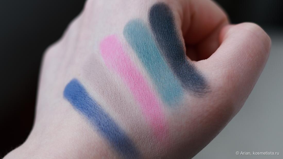 Свотчи оттенков палетки (слева направо): Frequency - Inner Strength - Confident - Good Vibes - Balanced