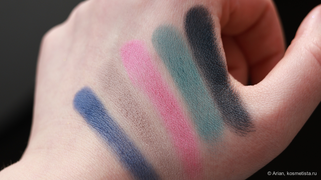 Свотчи оттенков палетки (слева направо): Frequency - Inner Strength - Confident - Good Vibes - Balanced