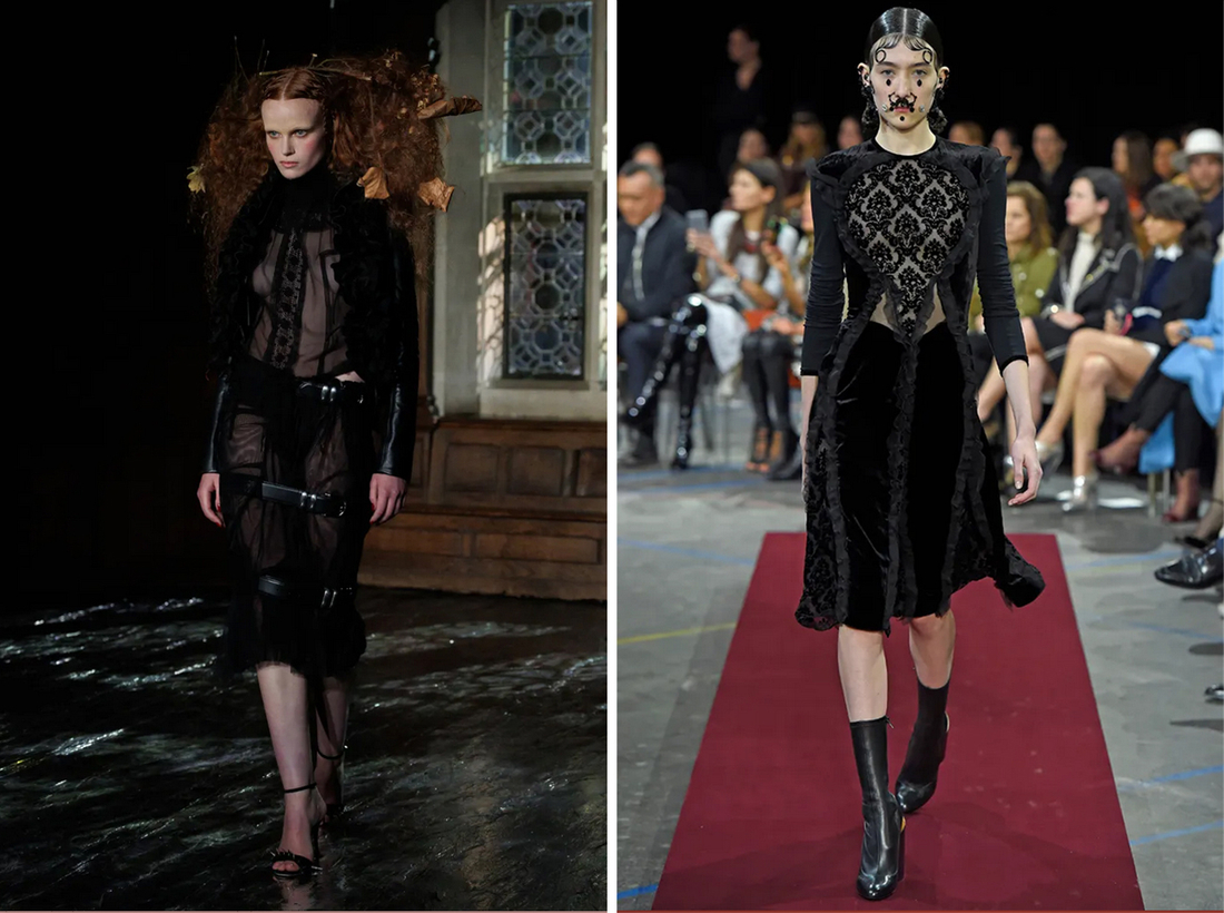 Слева образ с показа коллекции Dilara Findikoglu Spring 2026, справа - из коллекции Givenchy Fall 2015