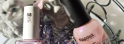 Жемчужная лаванда (Berenice oxygen nail lacquer 68 Lilac pearl) и намек на нее (Kapous nails Hilac polish 2184 Шелковая роза)