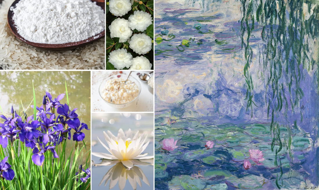 Одна из картин К. Моне "Водные лилии", отдельные фото из интернета
