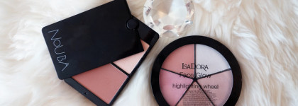 Игра света и тени. Палетка хайлайтеров Isa Dora Face Glow highlighting wheel 51 champagne glow  и компактная пудра для контурирования Nouba