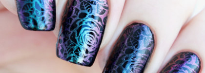 Сравнение трех космических мультихромов: DanceLegend Sulley, Kaleidoscope Магнитный лак Duo Magic Cats №Mur-72 и Kaleidoscope магнитный лак для стемпинга №stm-60