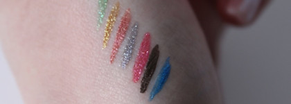 Рисуем цветные стрелки. Тени-лайнер Rimmel Wonder'Swipe 2-in-1 Liner to Shadow в оттенках: 01, 02, 06, 08, 09, 11, 13