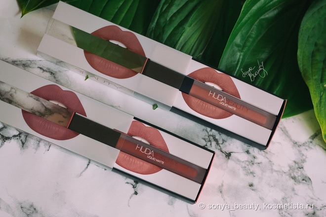 Очень комфортная и очень стойкая матовая помада Huda Beauty Liquid Matte Lipstick в прекрасных оттенках Bombshell и Icon