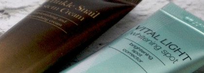 Два друга от корейского бренда The Skin House. Vital Light Whitening Spot и Wrinkle Snail System Cream