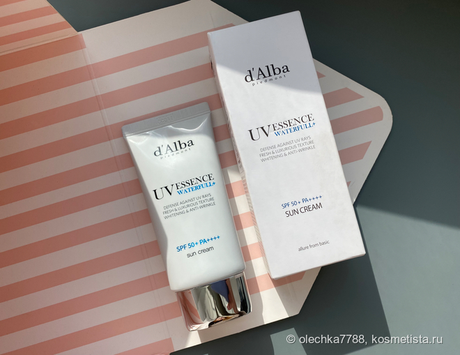 Корейский санкскрин с белым трюфелем. D'Alba Waterfull Essence Sun cream Spf50+