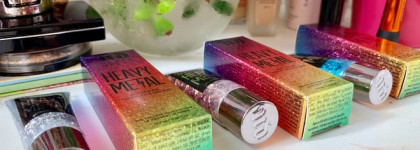 Мегасияние с 3-я гель-глиттерами Heavy Metal Glitter Gel Urban Decay. Три варианта в макияже