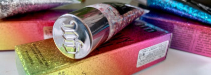 Мегасияние с 3-я гель-глиттерами Heavy Metal Glitter Gel Urban Decay. Три варианта в макияже