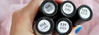 Помады Luxvisage Pin Up Ultra Matt в оттенках 504 Cara, 508 Lolita, 528 Kylie, 531 Zara и 539 Anita