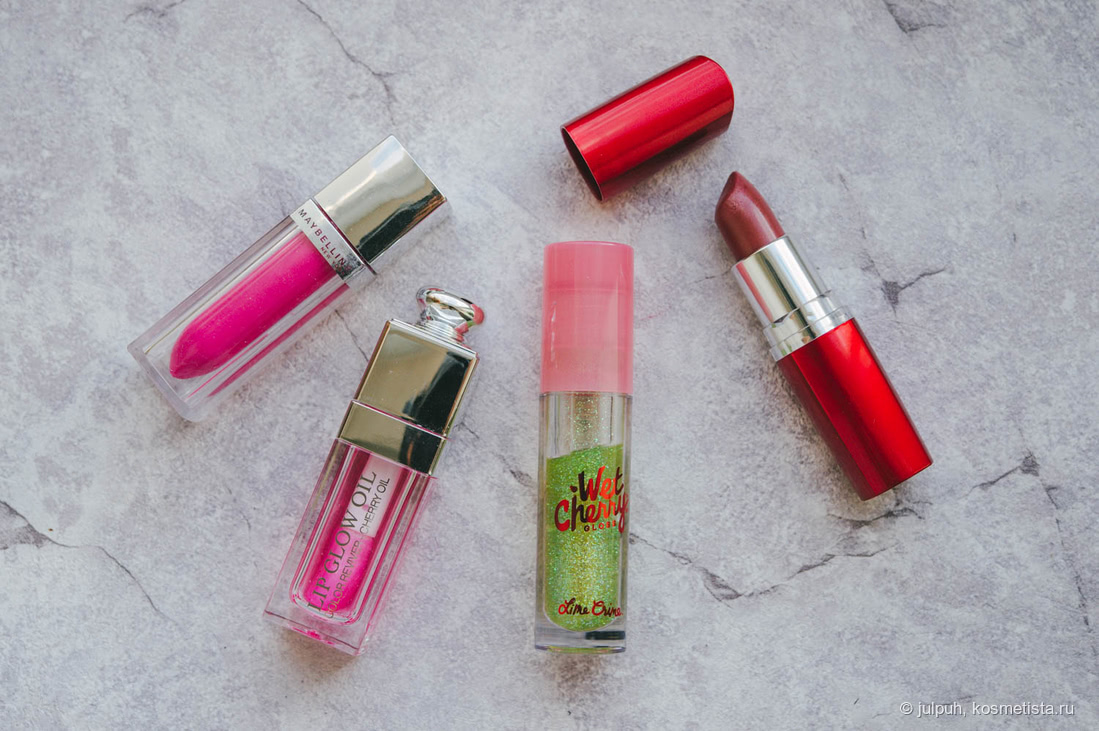 Maybelline Color Elixir Dior Lip Glow Oil / Lime Crime Wet Cherry / Maybelline Hydra Extreme