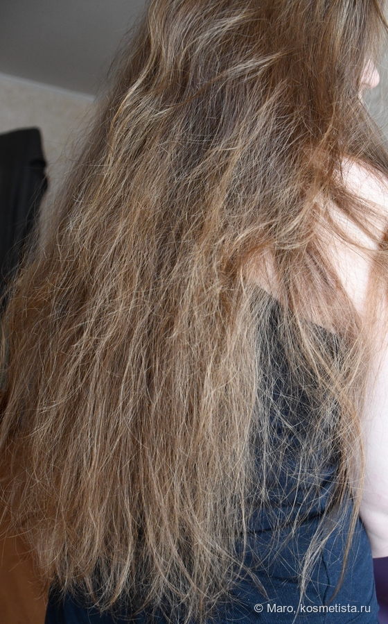 Волосы сразу после сушки феном с использование термозащиты