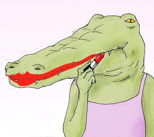 Это я по своим ощущениям: крокодил крокодилом, зато с красной помадой!