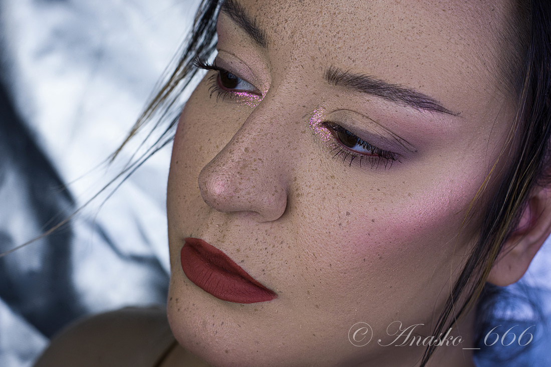 101 Creme Beige на всем веке для вырывнивания тона. 105 Ash Lilac в складке века. 110 Dark Chocolate затемнение/подводка.