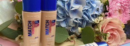 Средства для лица от Rimmel: праймер для лица, а также сравнение двух оттенков 82 Fair Beige и 100 Ivory тонального крема Match Perfection SPF 20