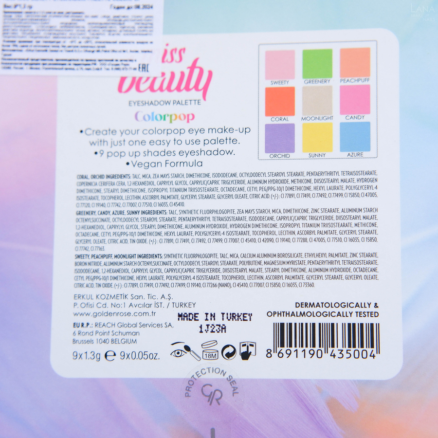 Golden Rose Miss Beauty eyeshadow palette "Colourpop"