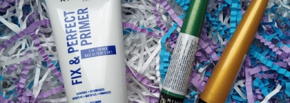 Праймер, блёстки и еще раз блёстки! Тени-лайнер Rimmel Wonder Swipe в оттенках 002 Instafamous и 008 Crush on you, а также праймер для лица Rimmel Fix & Perfect Primer