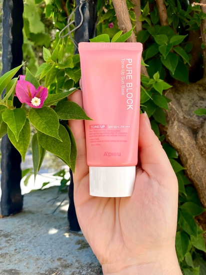 A’pieu pure block sun base tone-up spf 50+ матирующий и осветляющий для воссоздания кожи кореянок